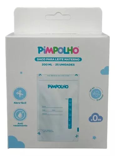 Saco Para Leite Materno Pimpolho Com 25 Unidade 200ML