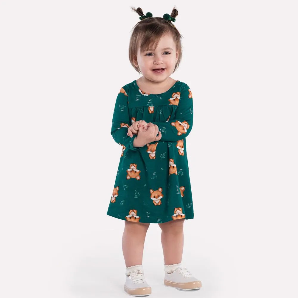 Vestido Manga Longa Kyly Raposas