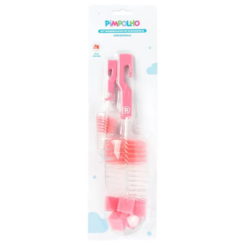 Kit Higienizador Pimpolho De Mamadeiras Com Esponja 2 Peças
