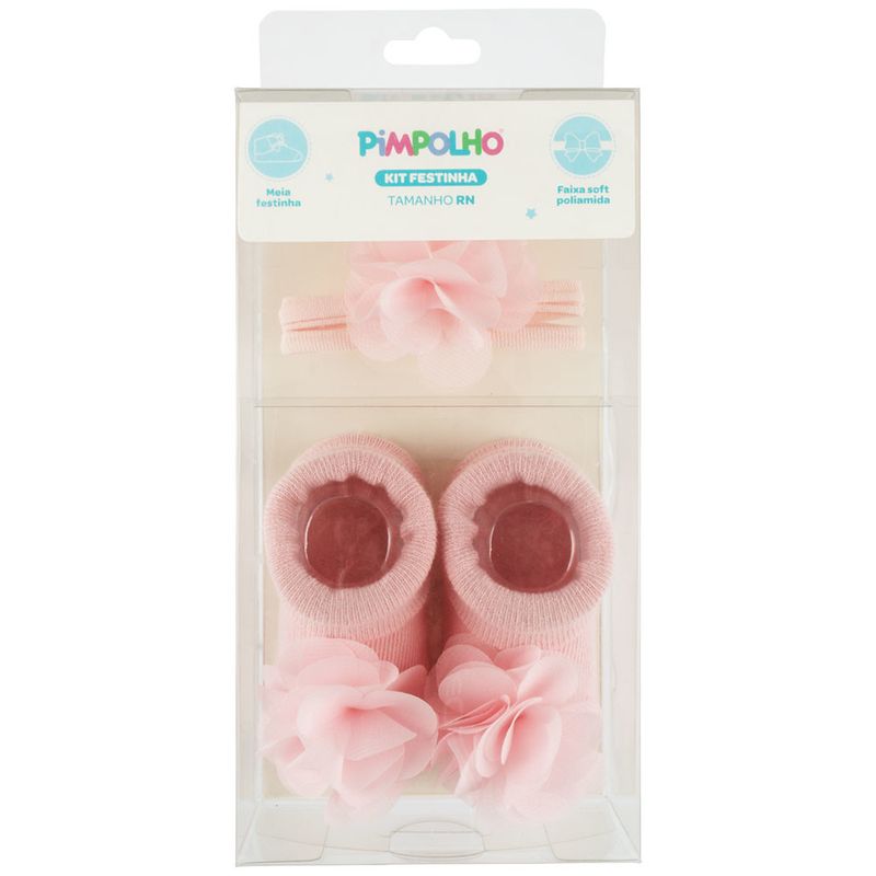 Kit Meia Festinha Pimpolho Com Faixa Soft RN