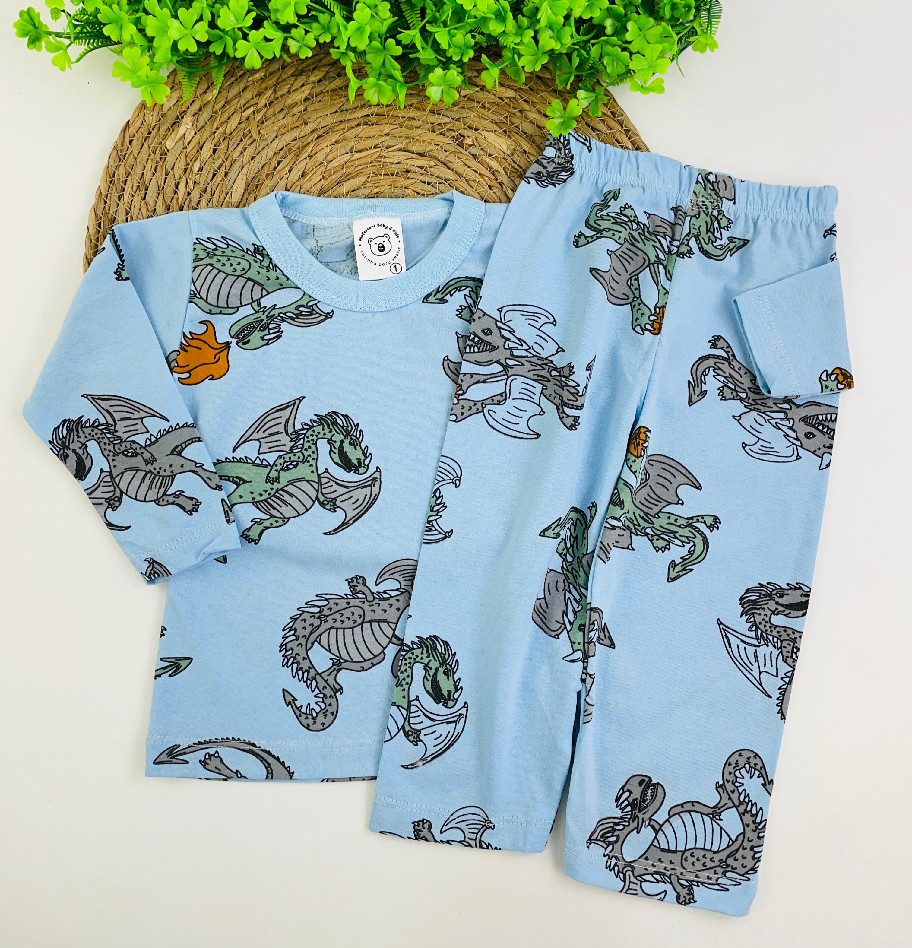 Pijama Manga Longa Mafessoni Dragão