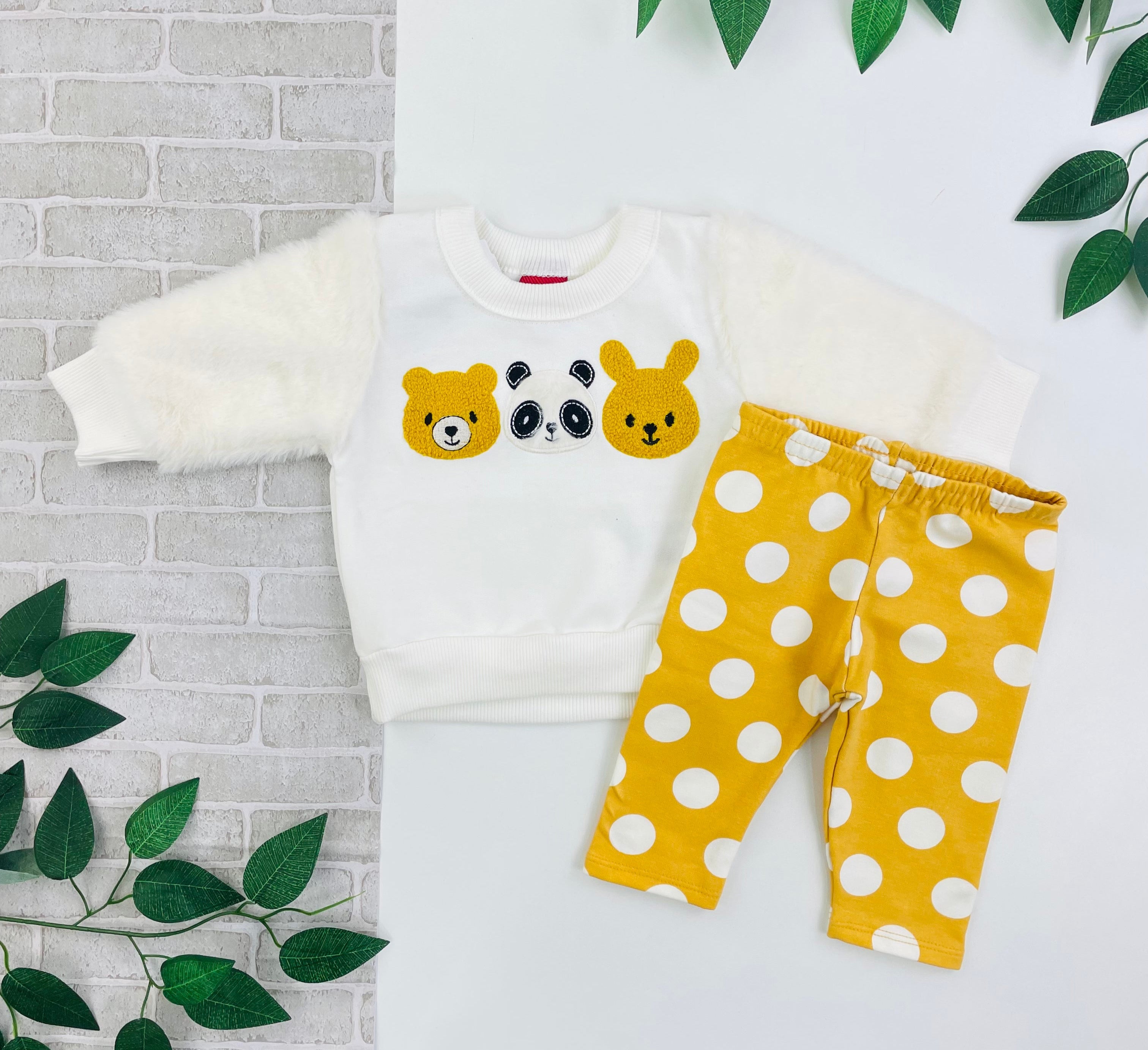 Conjunto Manga Longa Kyly Urso Panda e Coelho