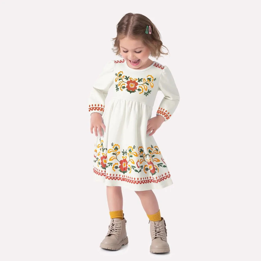 Vestido Manga Longa Nanai Flores