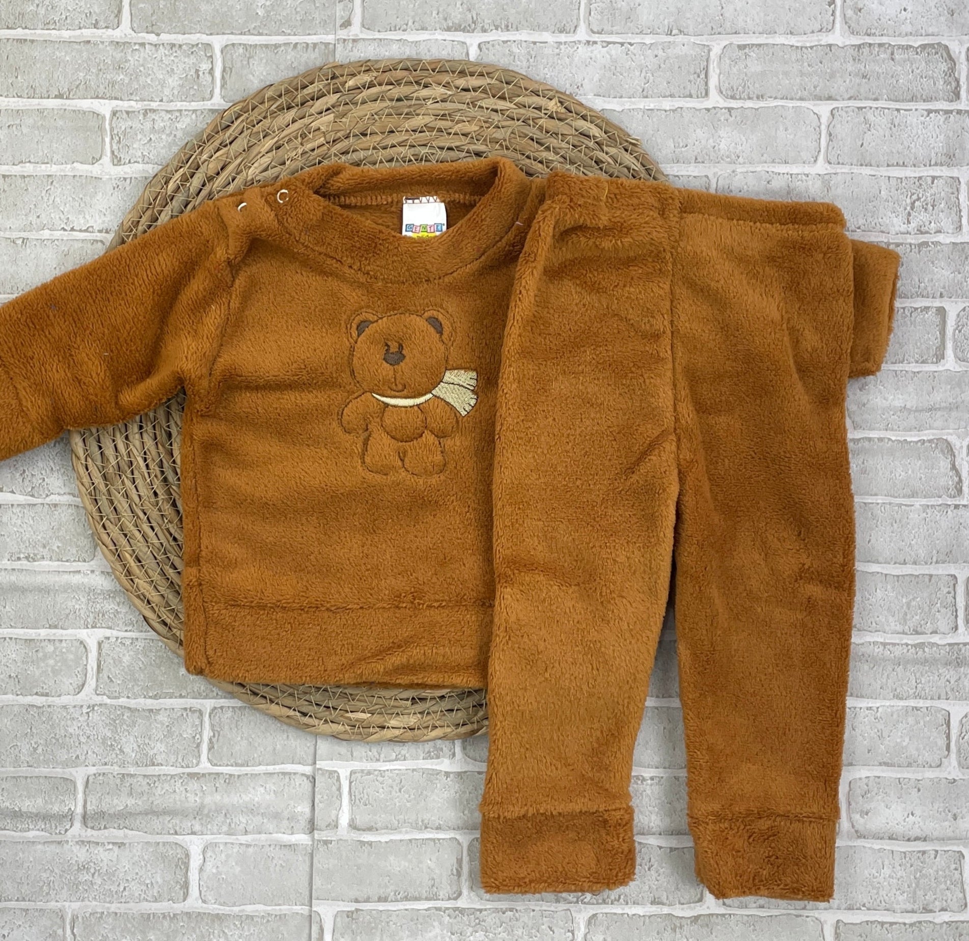 Conjunto Soft Bordado Urso Marrom