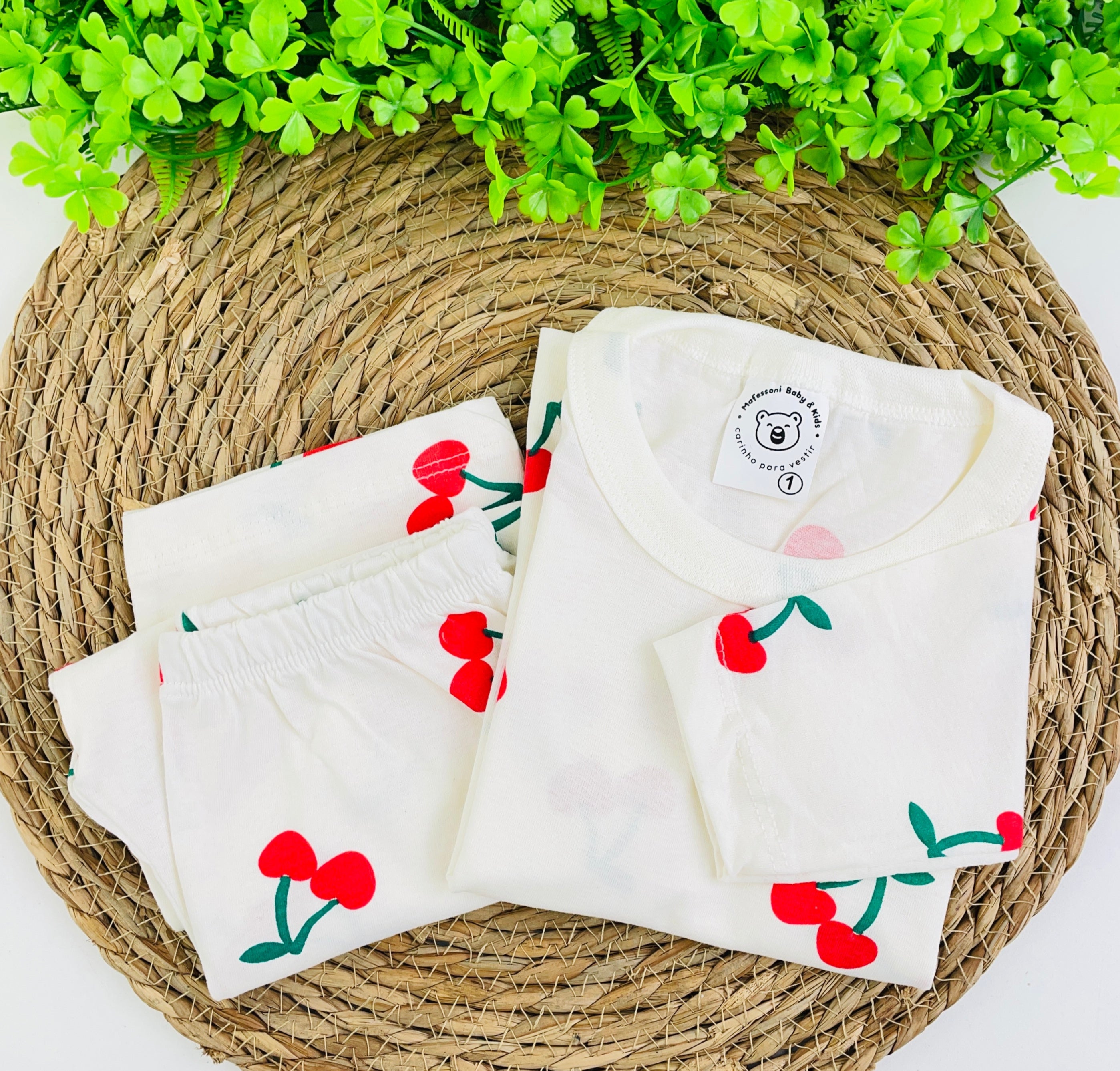 Pijama Manga Longa Mafessoni Cerejas