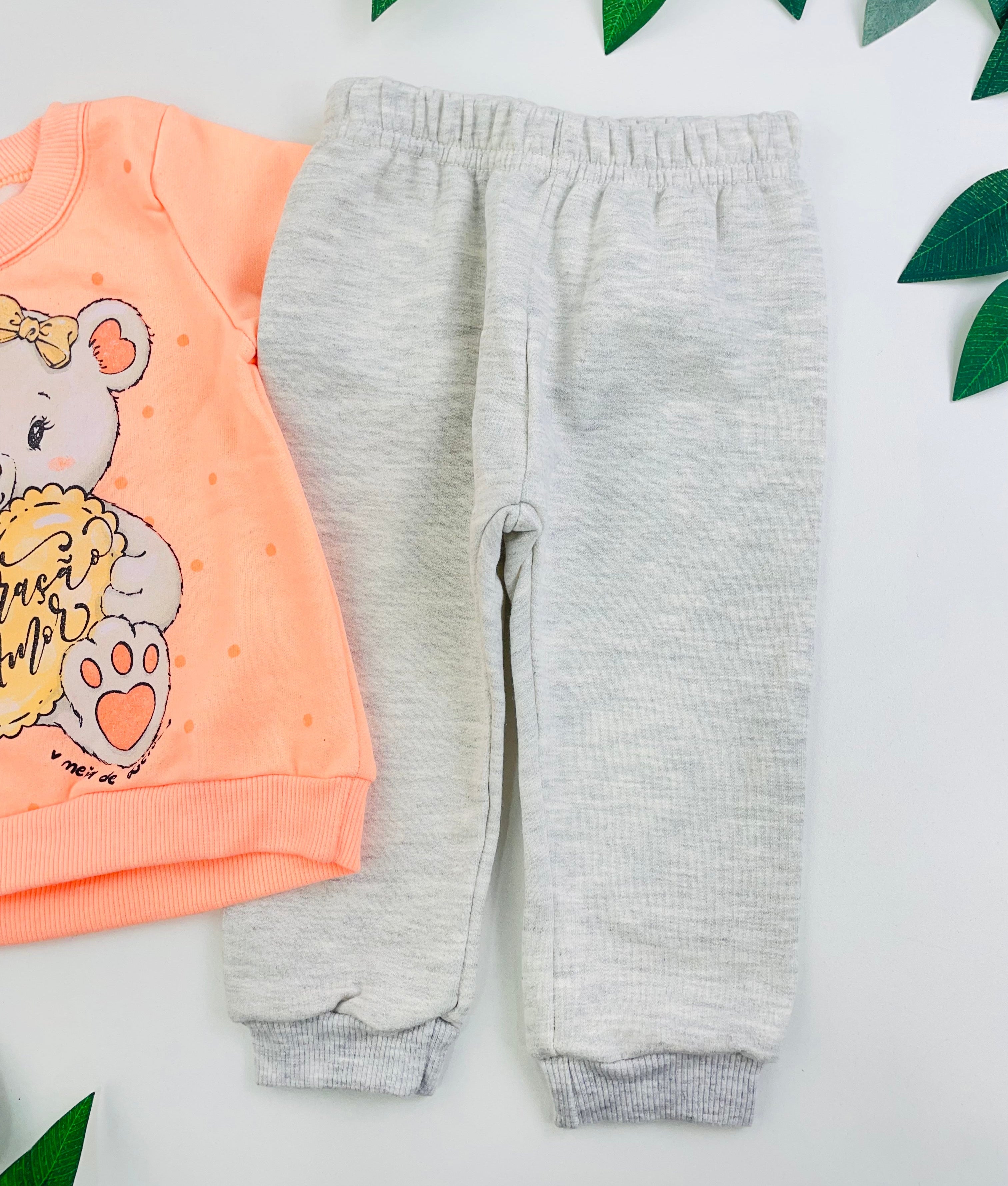 Conjunto Meia De Leite Bebe Feminino Meu Coração E Amor