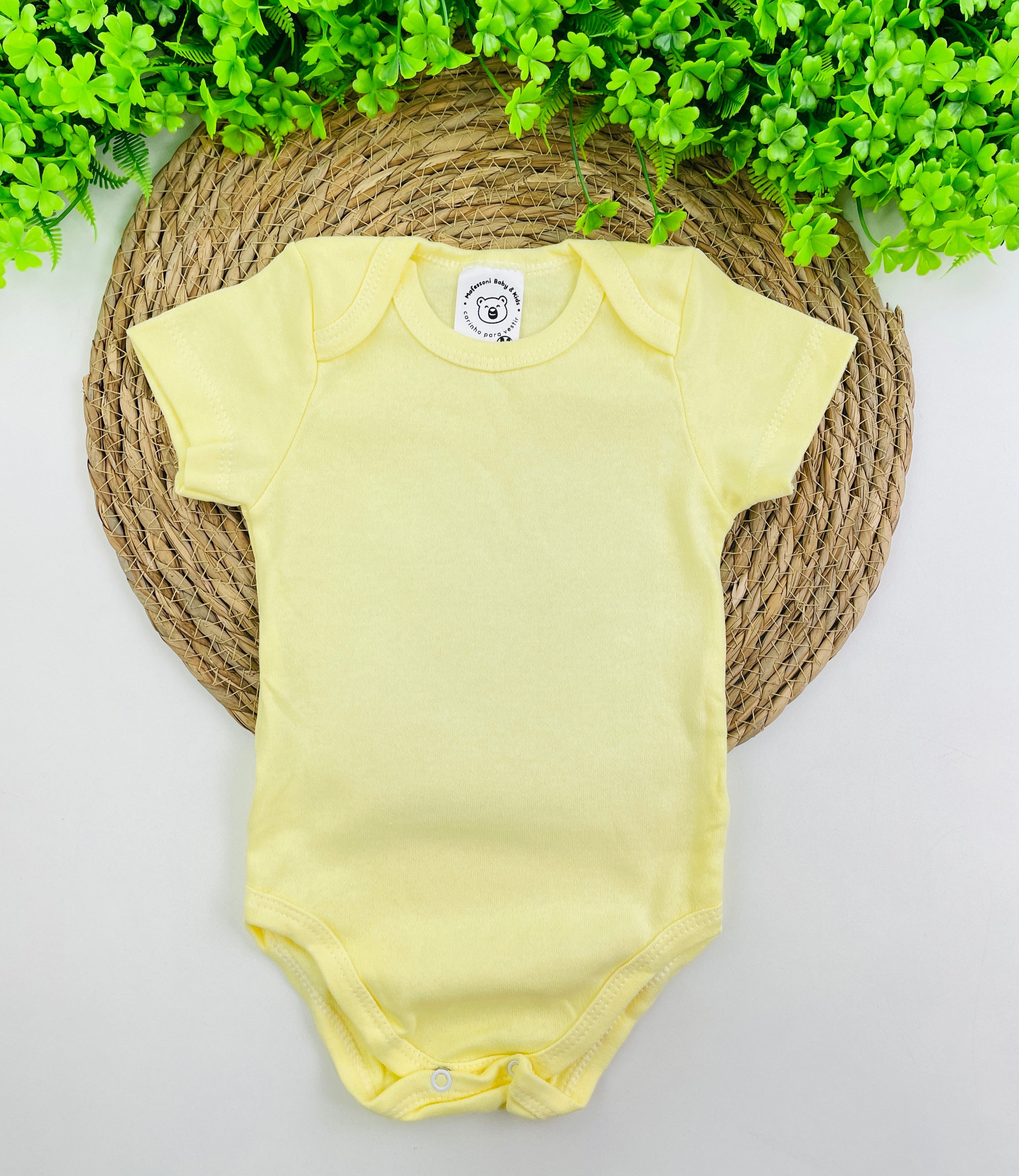 Body Meia Manga Mafessoni Suedine Amarelo