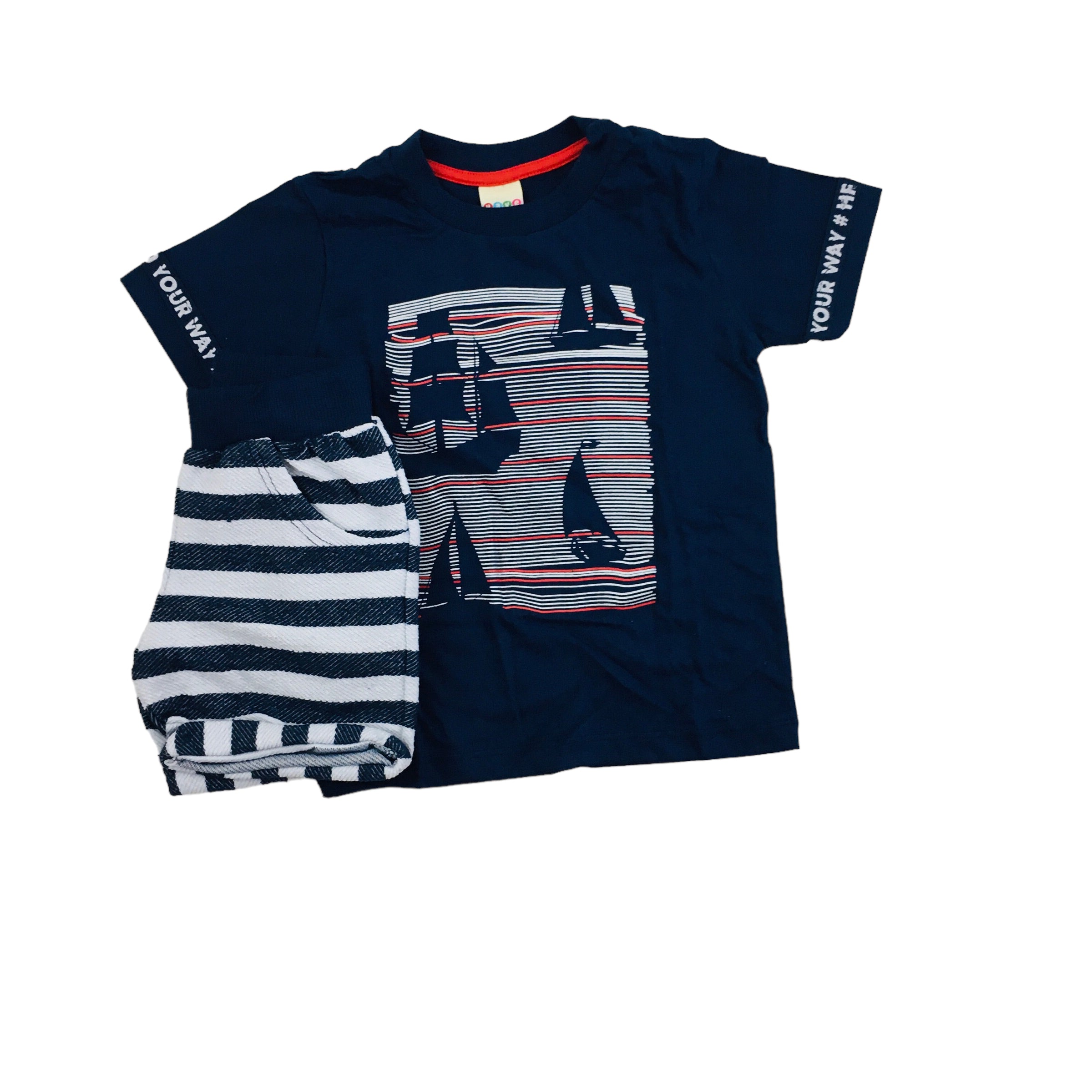Conjunto Masculino Have Fun Veleiros Listrado Eco Meia Malha Moletom