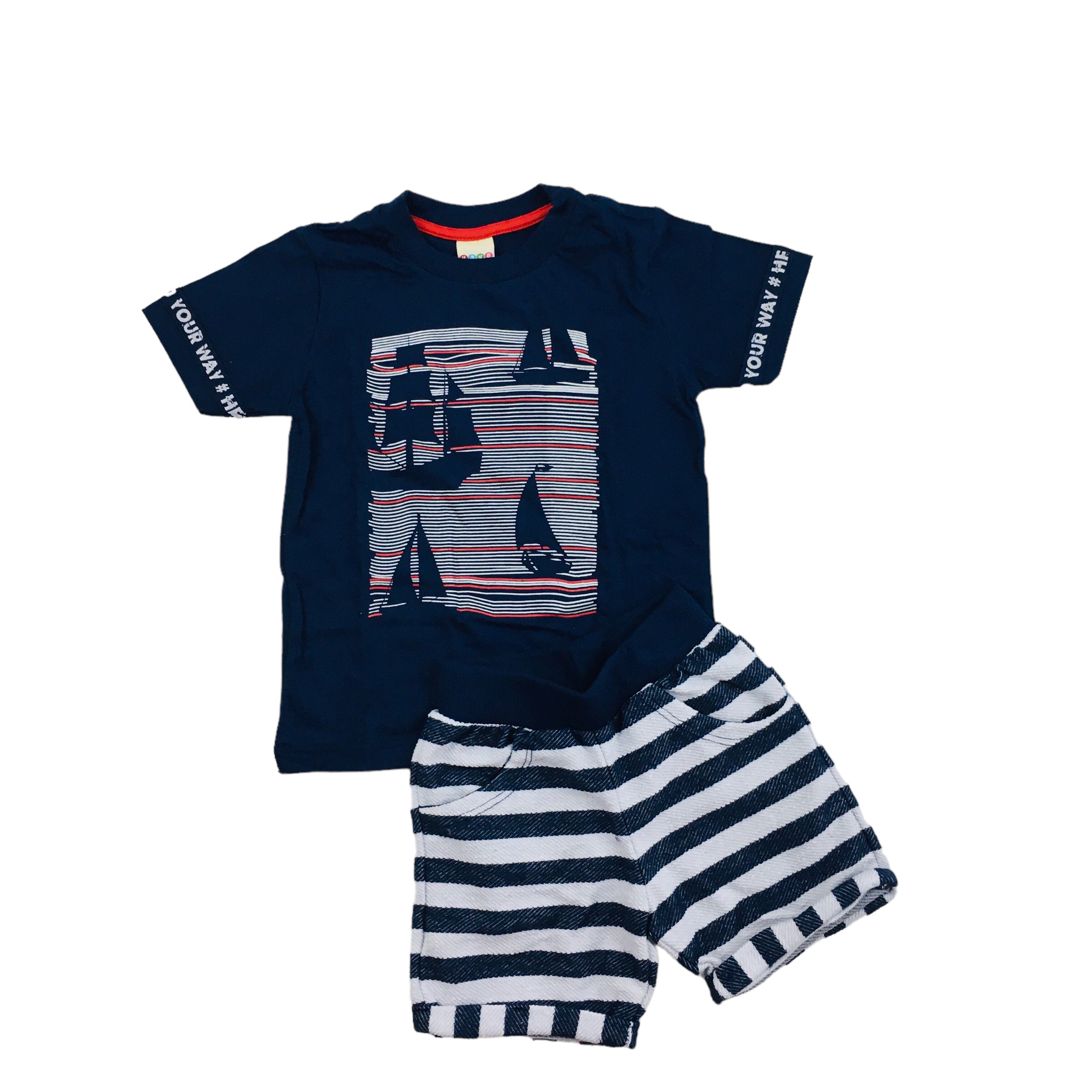 Conjunto Masculino Have Fun Veleiros Listrado Eco Meia Malha Moletom