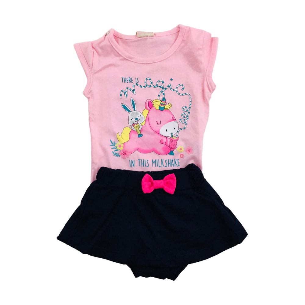 Conjunto Feminino Hrradinhos There Is Magic Blusa E Calcinha Saia