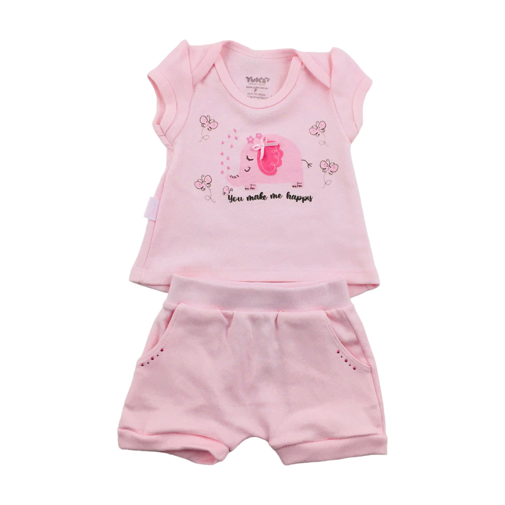 Conjunto Feminino Yuks Elefantinha Blusa Manga Curta E Short