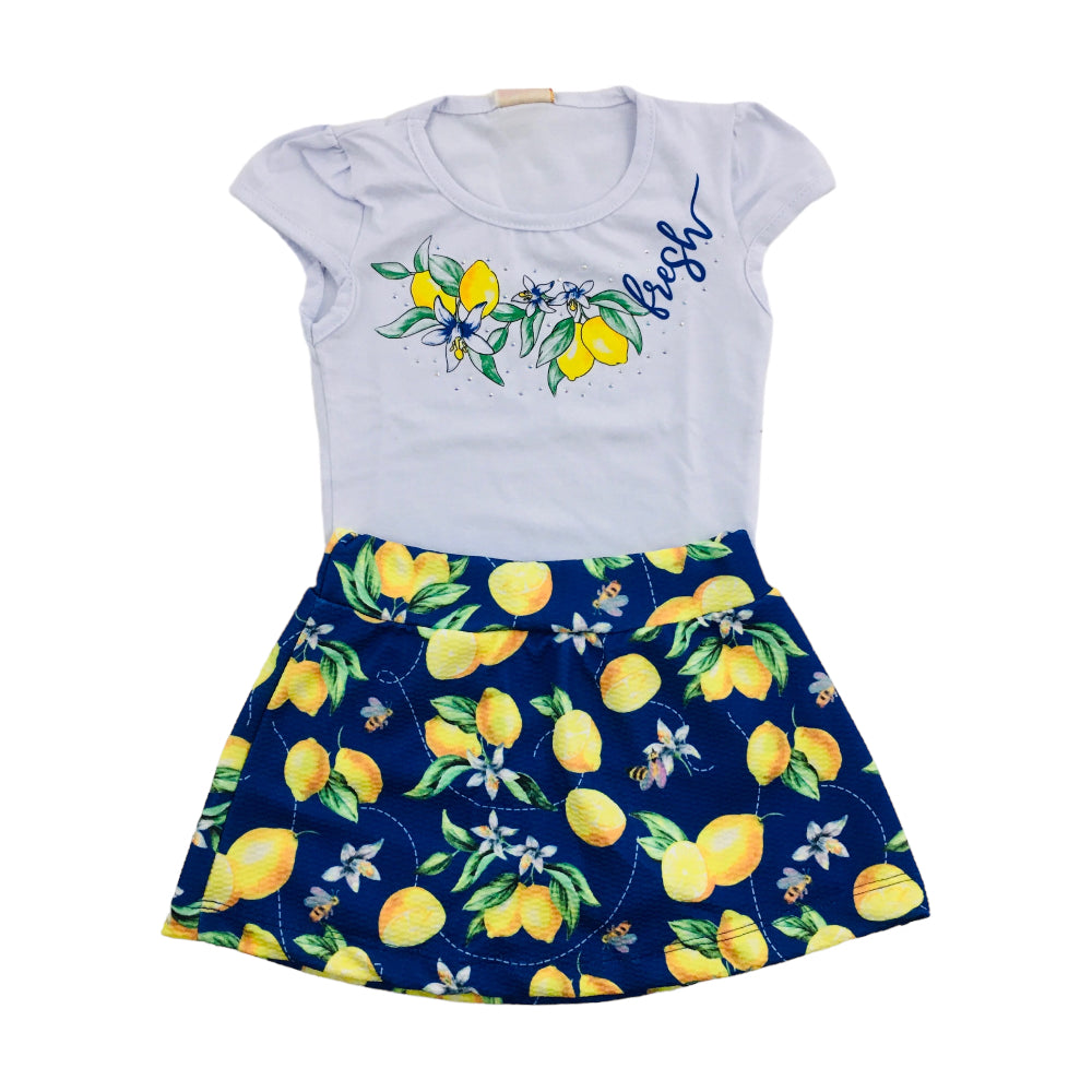 Conjunto Feminino Hrradinhos Limãos Fresh Blusa E Short Saia