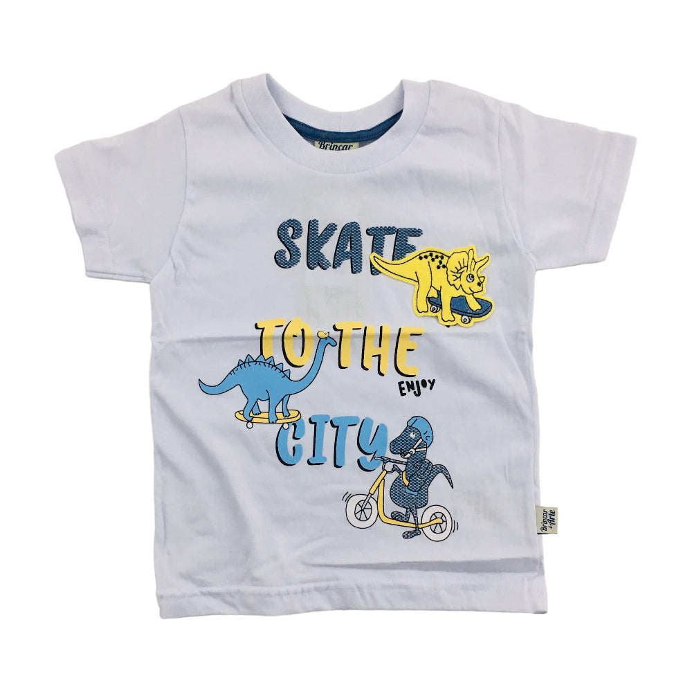 Camiseta Brincar E Arte Skate To The City Meia Malha