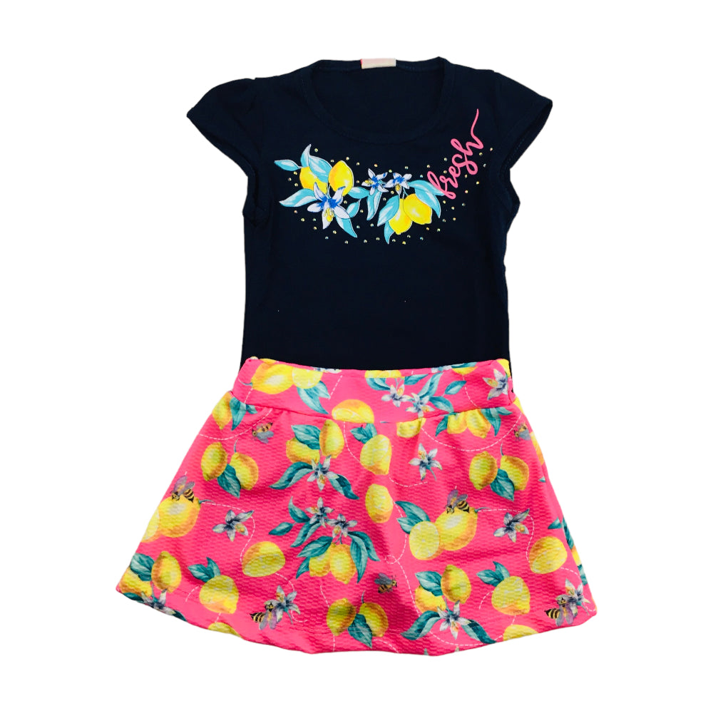 Conjunto Feminino Hrradinhos Limãos Fresh Blusa E Short Saia
