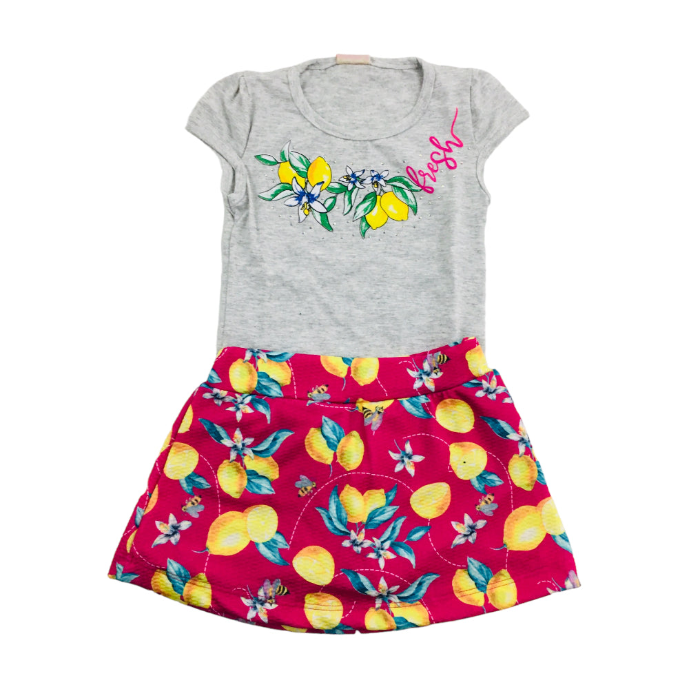 Conjunto Feminino Hrradinhos Limãos Fresh Blusa E Short Saia