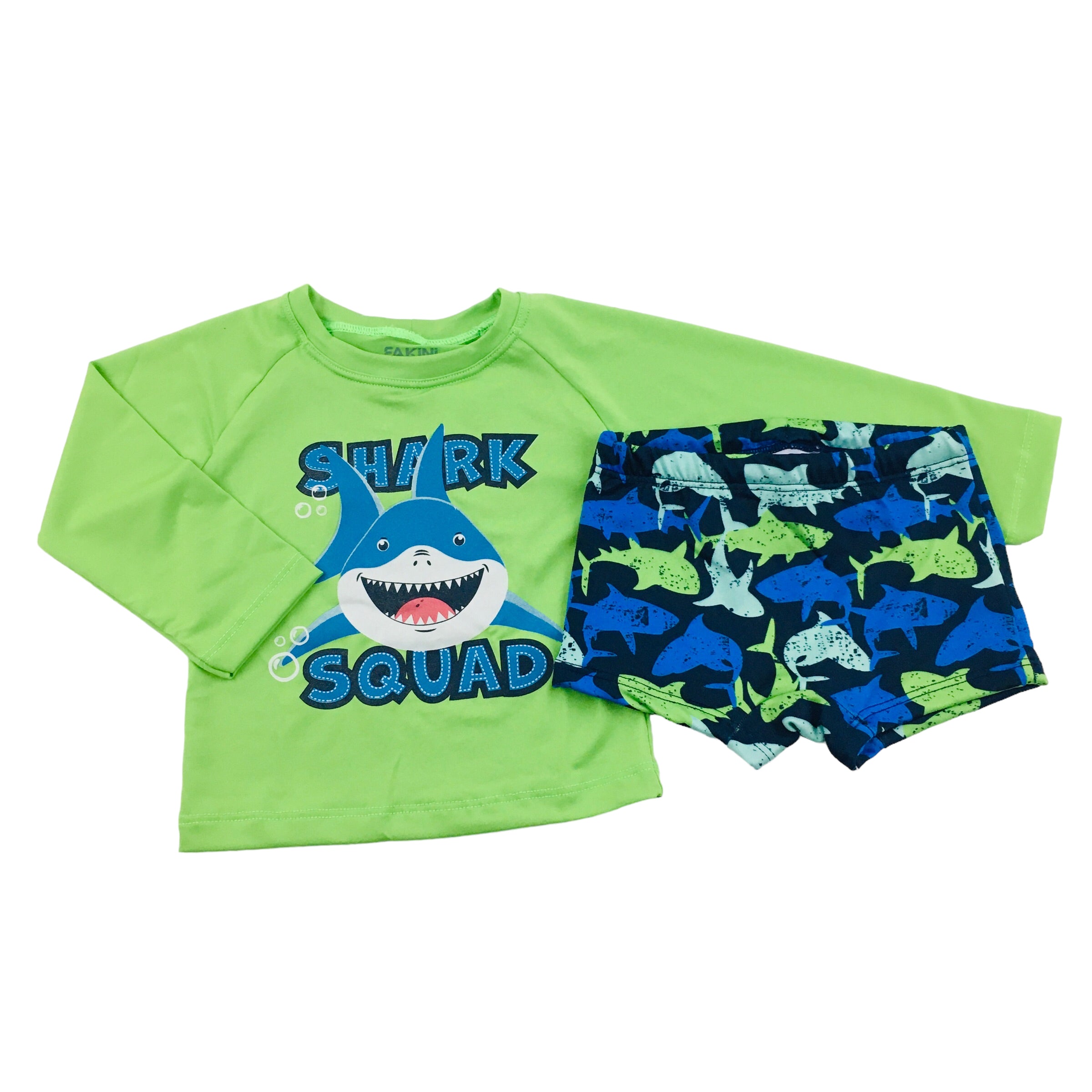 Conjunto Fakini Beach Wear Camiseta Manga Longa E Sunga Shark Squad