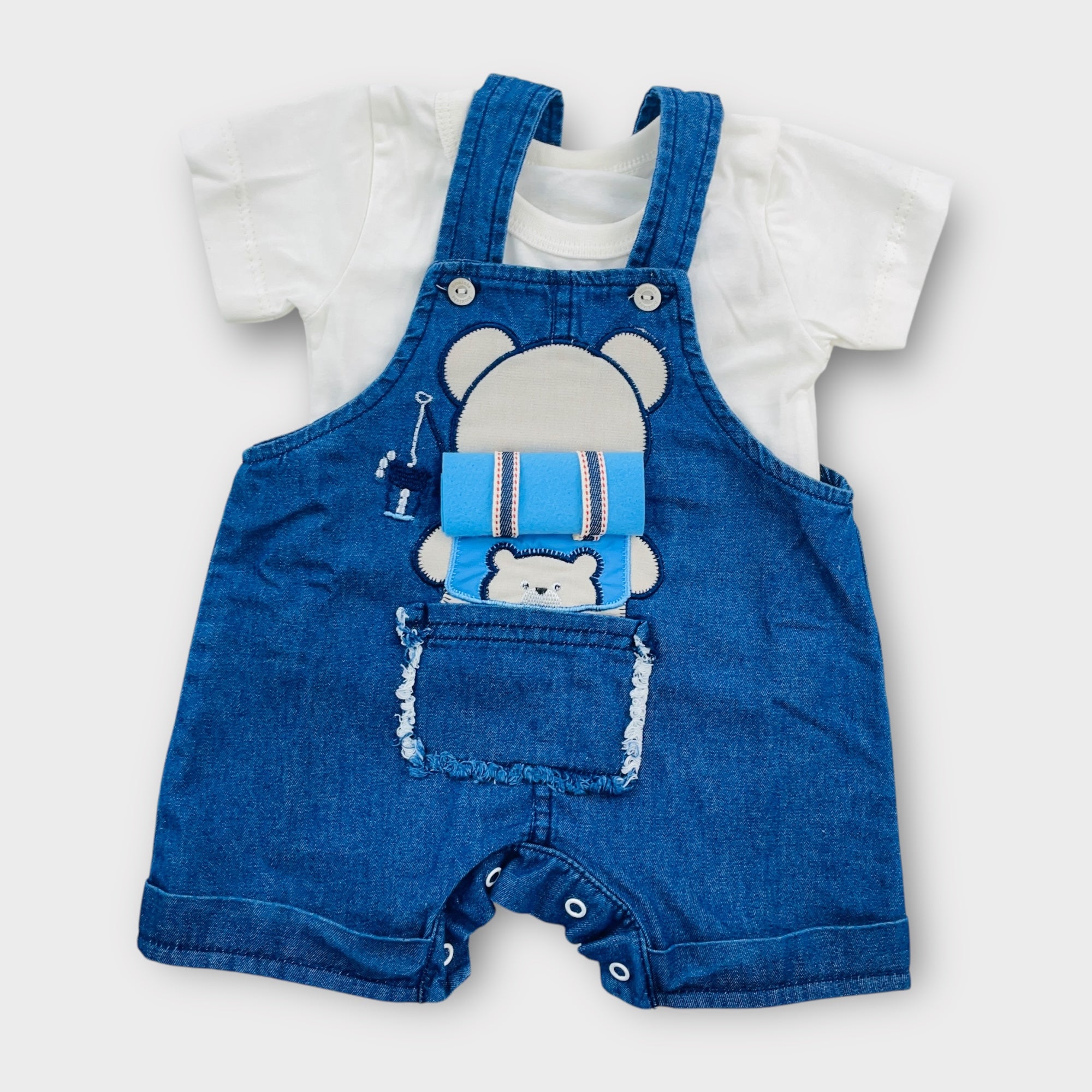 Jardineira Brokinha Urso Com Mochila