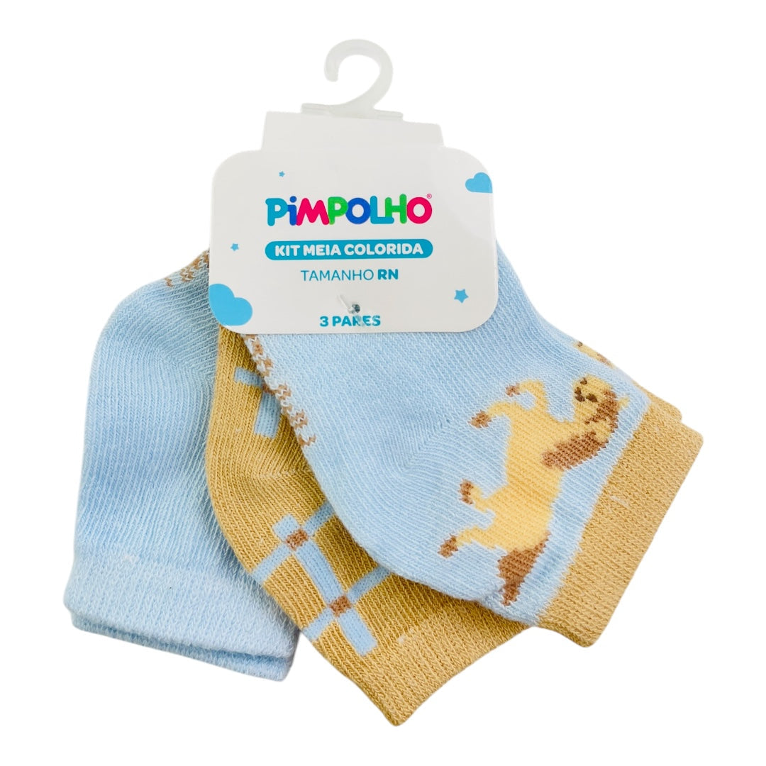 KIT MEIA PIMPOLHO COLORIDA RN C/3 PRS