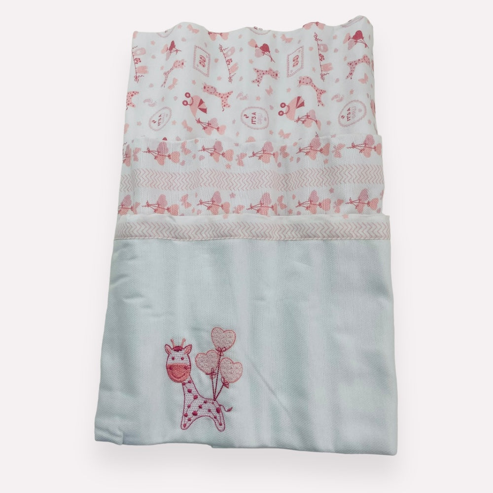 Kit Cueiro Rolinhos Baby Nice Girafa 3 Peças - Rose - 80X80 Cm