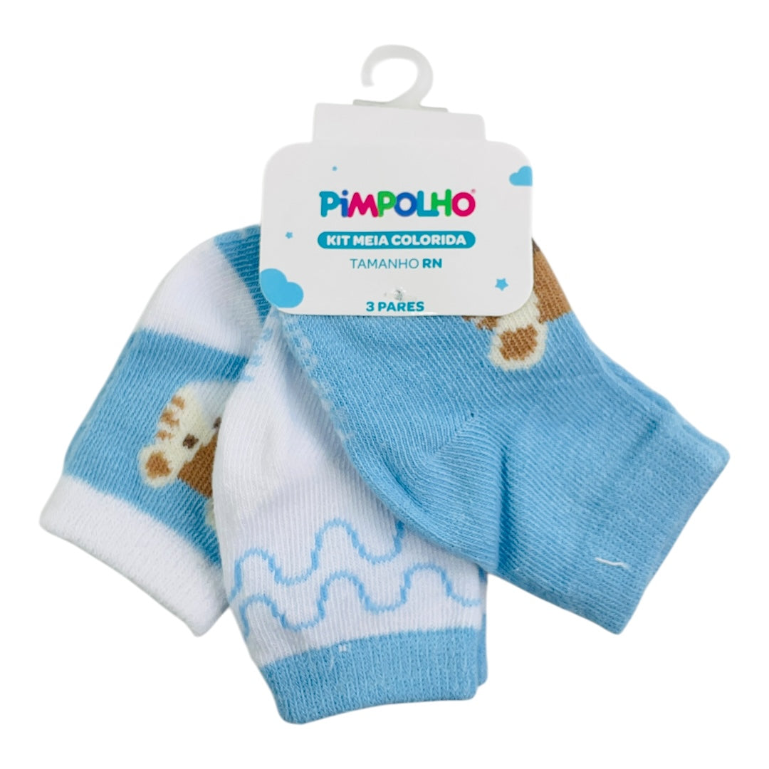 KIT MEIA PIMPOLHO COLORIDA RN C/3 PRS