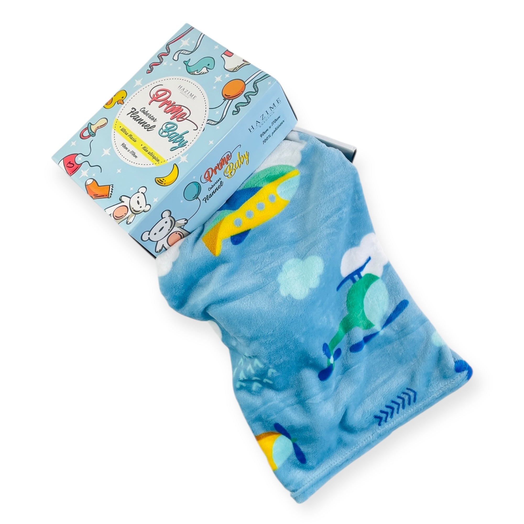 Cobertor Flannel Zepelin Prime Baby - Azul - 90 X110 Cm