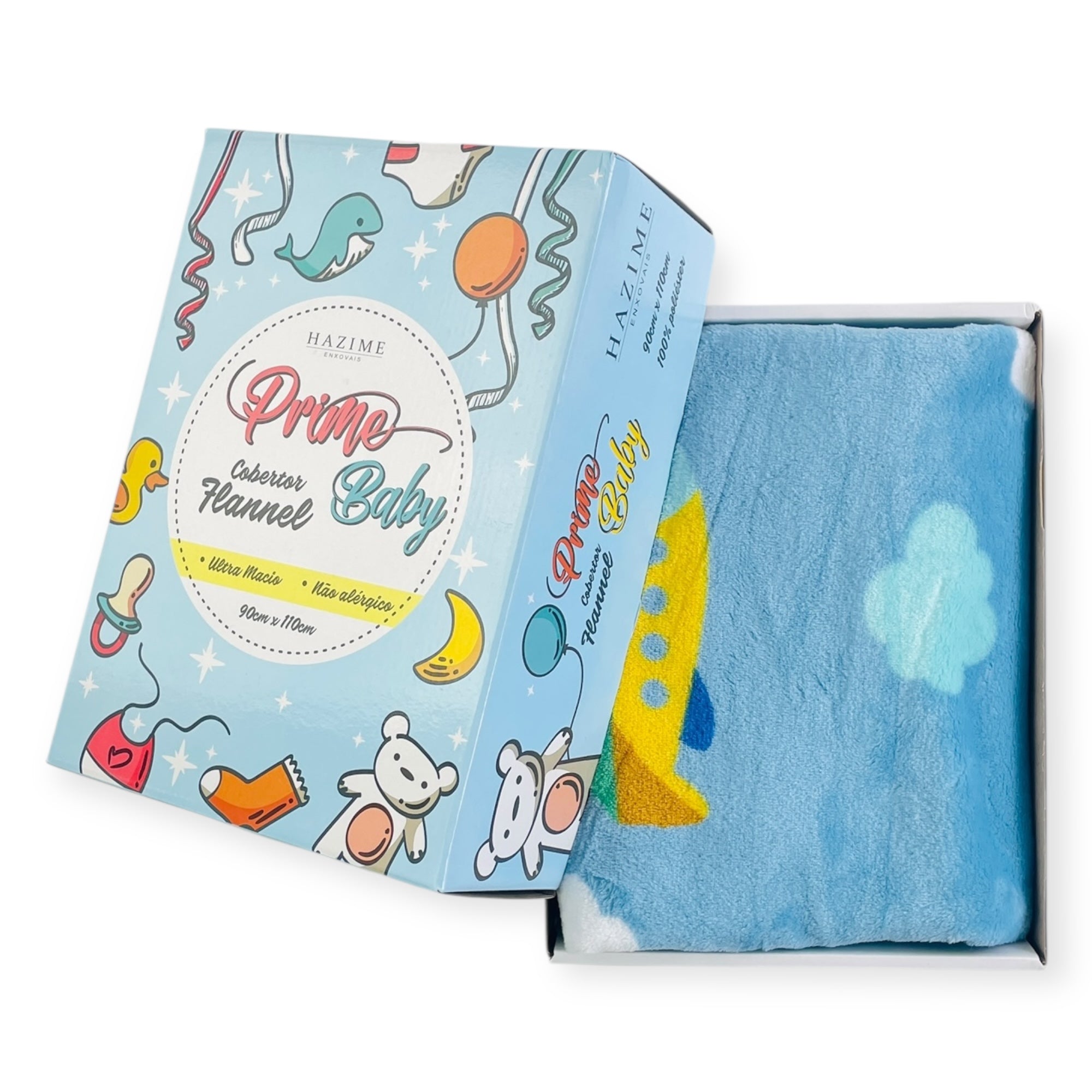 Cobertor Flannel Zepelin Prime Baby - Azul - 90 X110 Cm