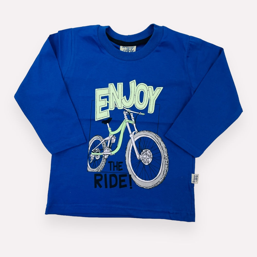 Camiseta Masculina Brincar e Arte Manga Longa Enjoy Bike