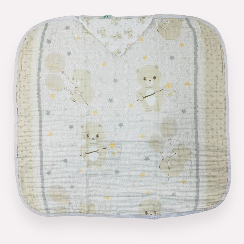 Toalha Soft Baby Nice Ursinho Estampada - Bege - 85X85 Cm