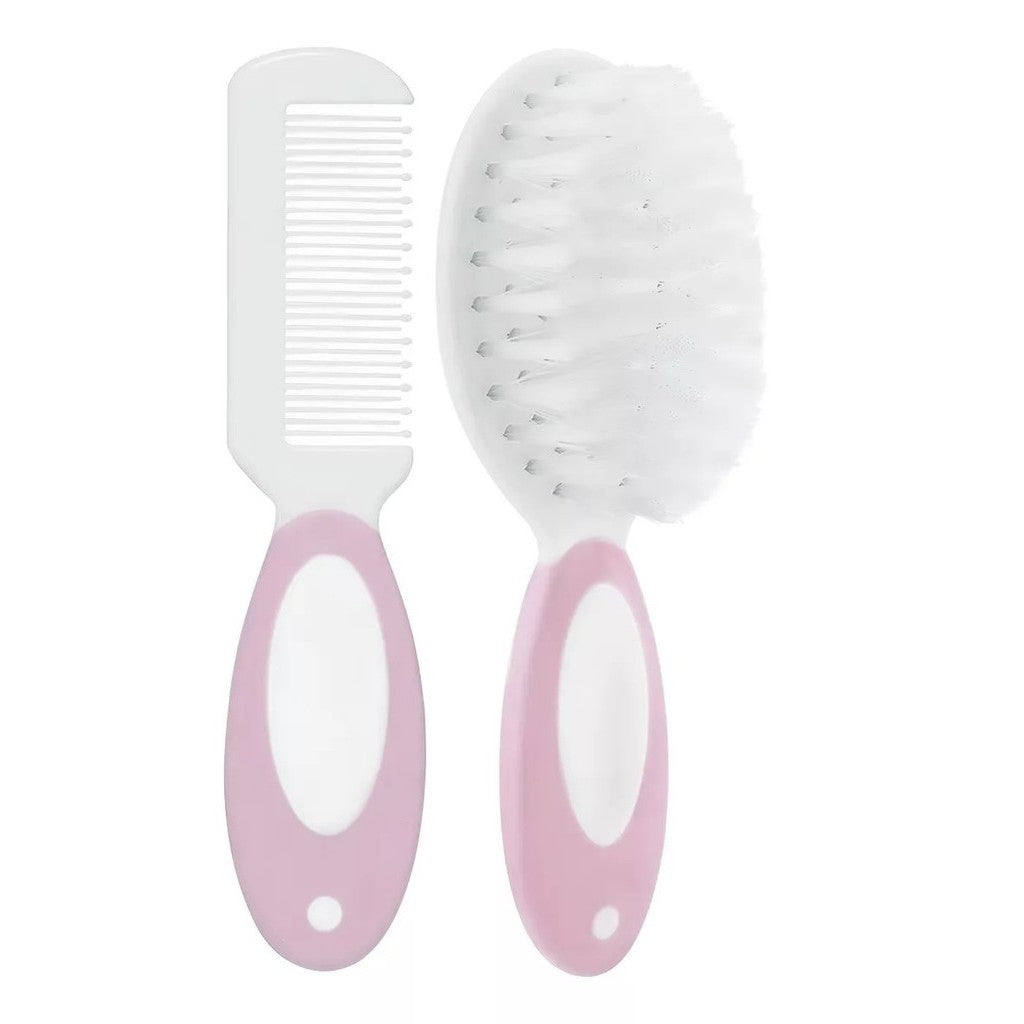 Kit Escova E Pente Buba Cerdas Macias +0 M Rosa