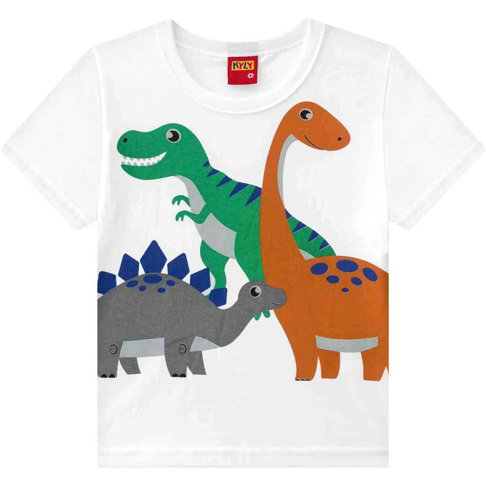 Camiseta Masculina Meia Manga Dinossauros Kyly
