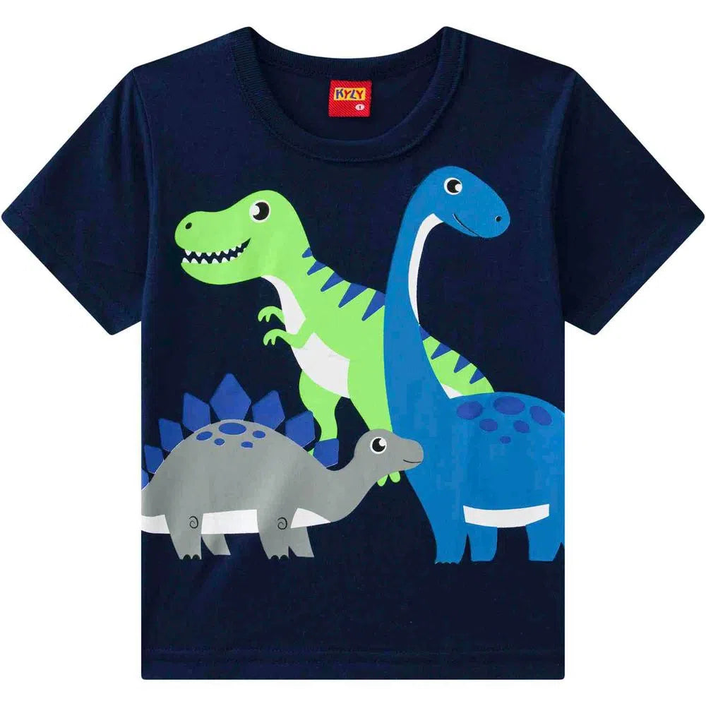 Camiseta Masculina Meia Manga Dinossauros Kyly