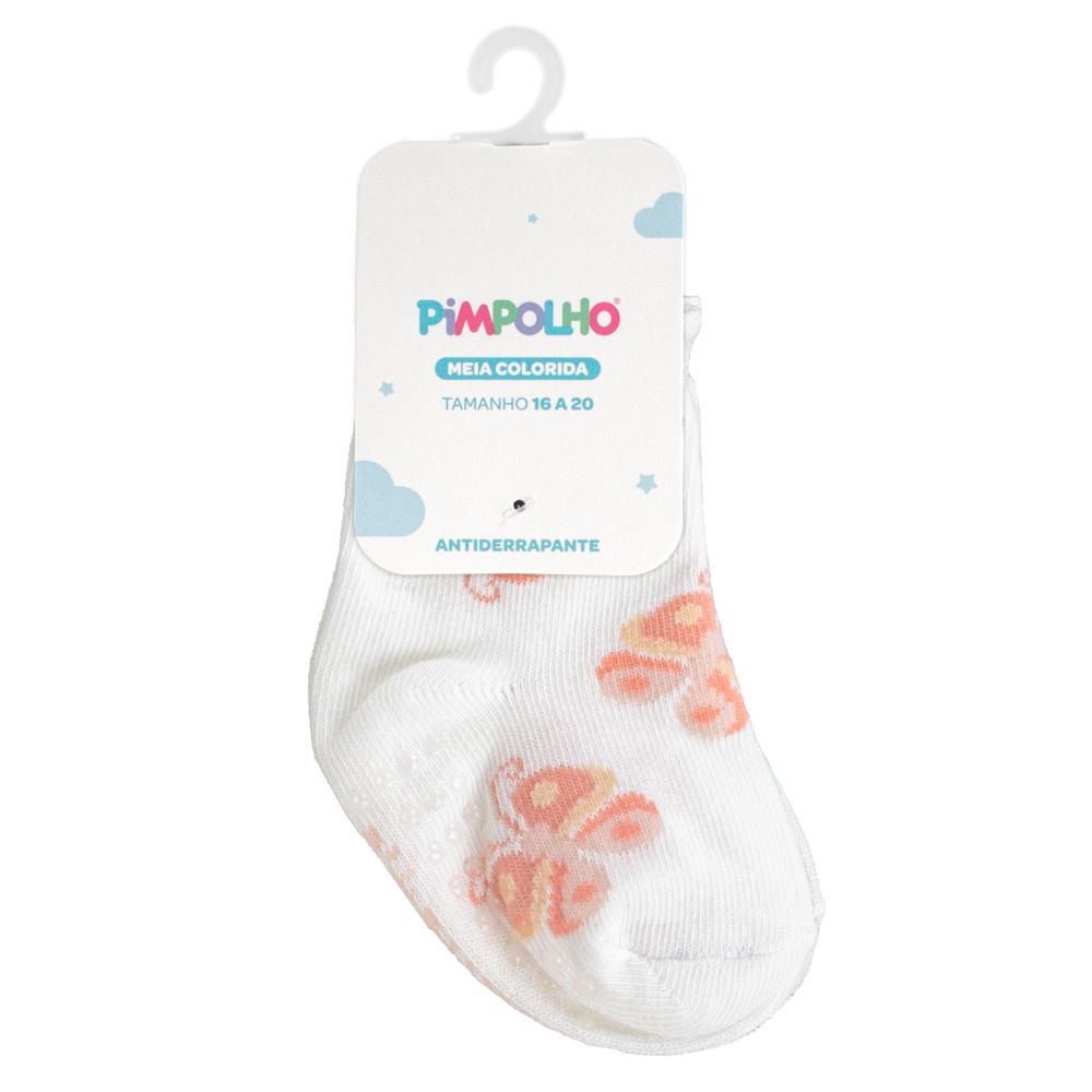 Meia Colorida Pimpolho Feminino Borboleta