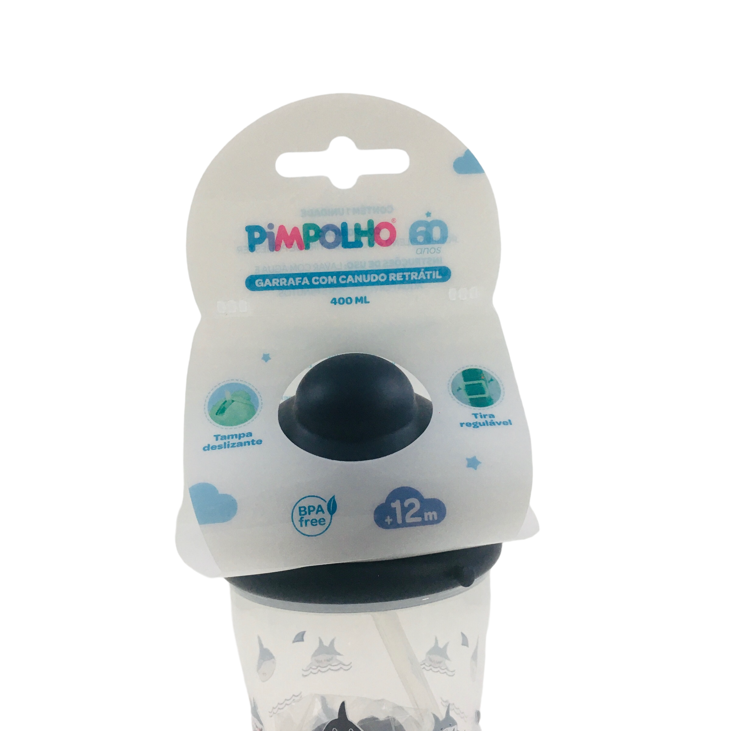 Garrafa Pimpolho Masculina Com Canudo Retratil 400Ml Elefante