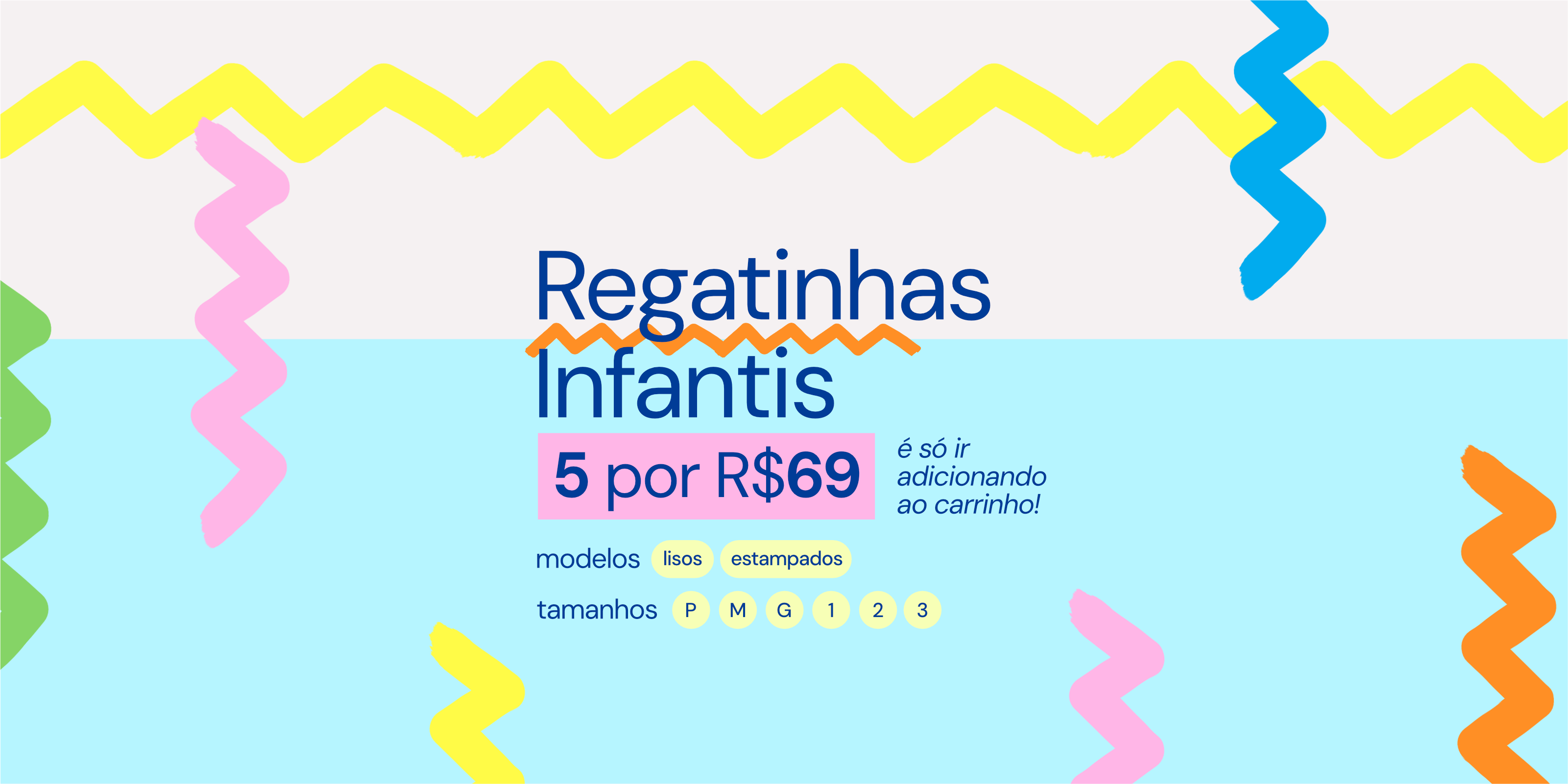 COMBO: 5 Regatinhas infantis por R$69
