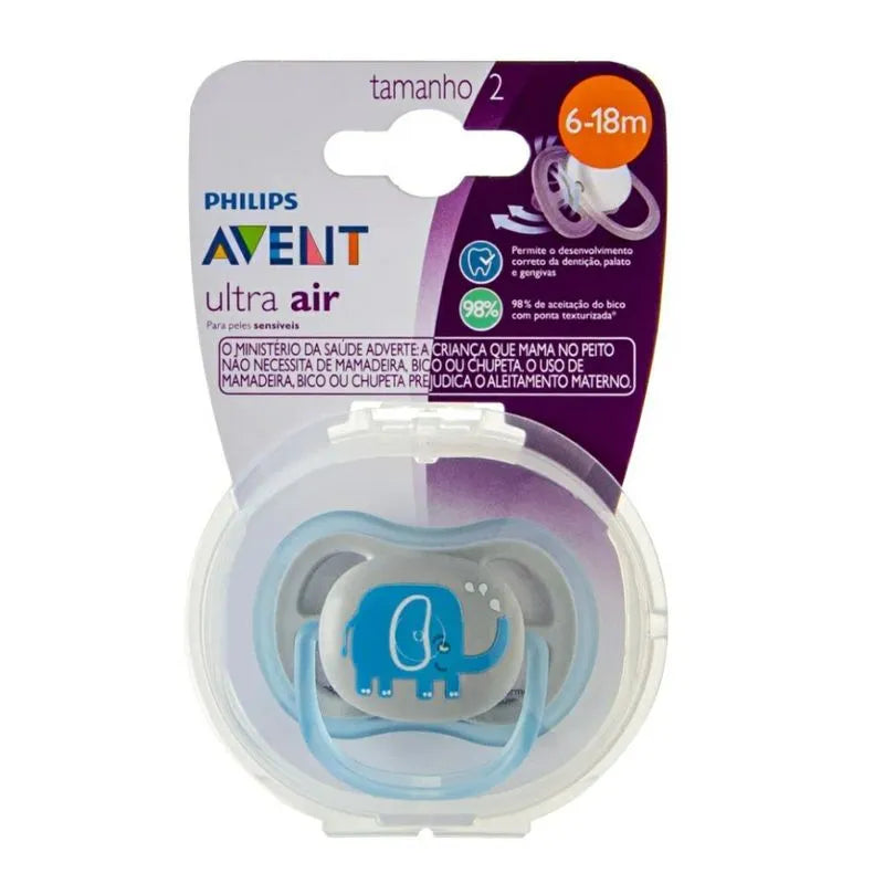 Chupeta Avent Ultra Air Elefante  6-18 M - Azul