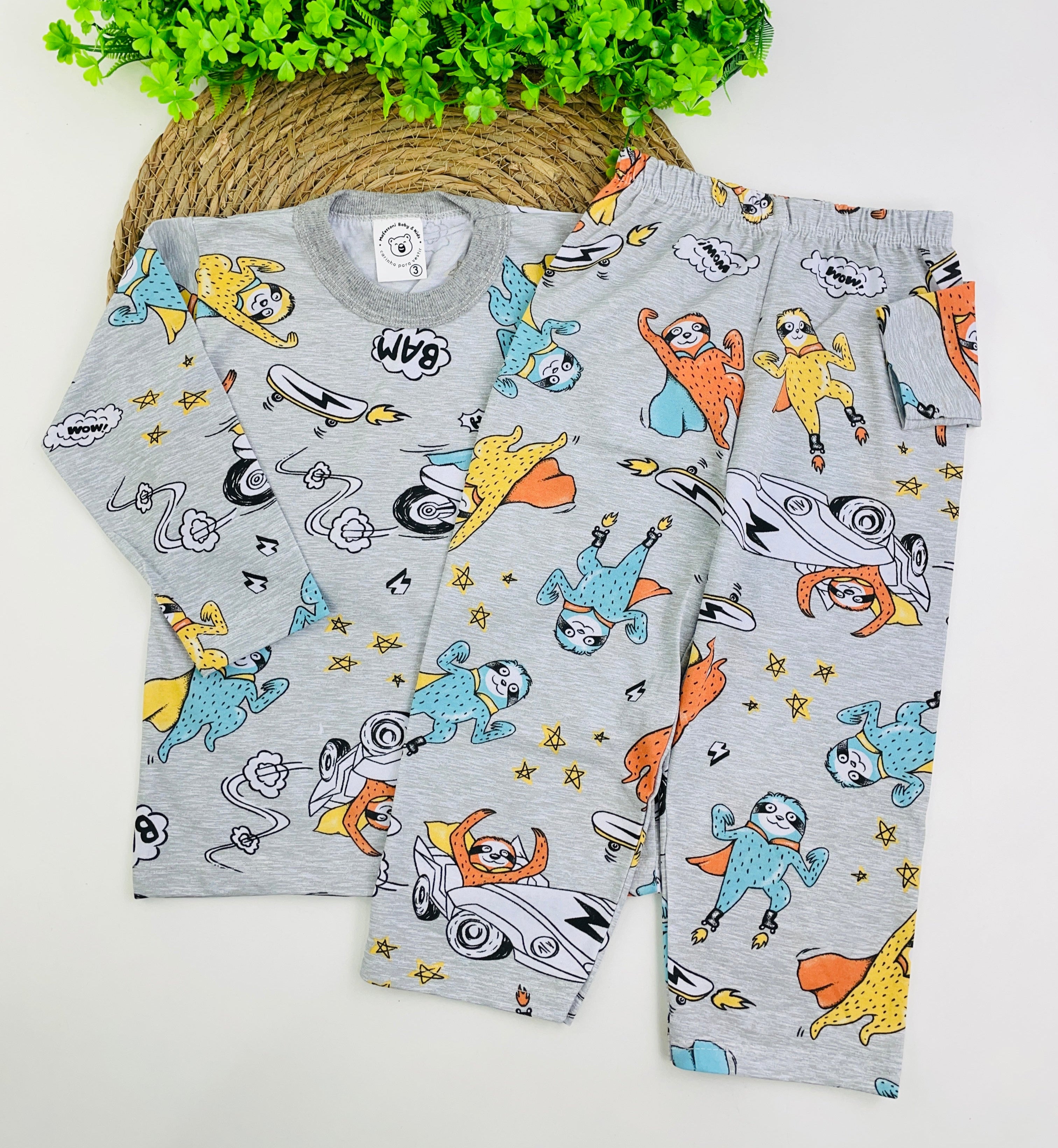 Pijama Manga Longa Mafessoni Super Preguiça