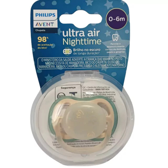 Chupeta Avent Ultra Air Nightime Passaro  0-6 M - Verde