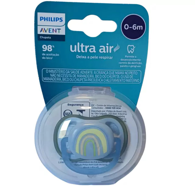 Chupeta Avent Ultra Air Arco Iris 0-6 M - Azul