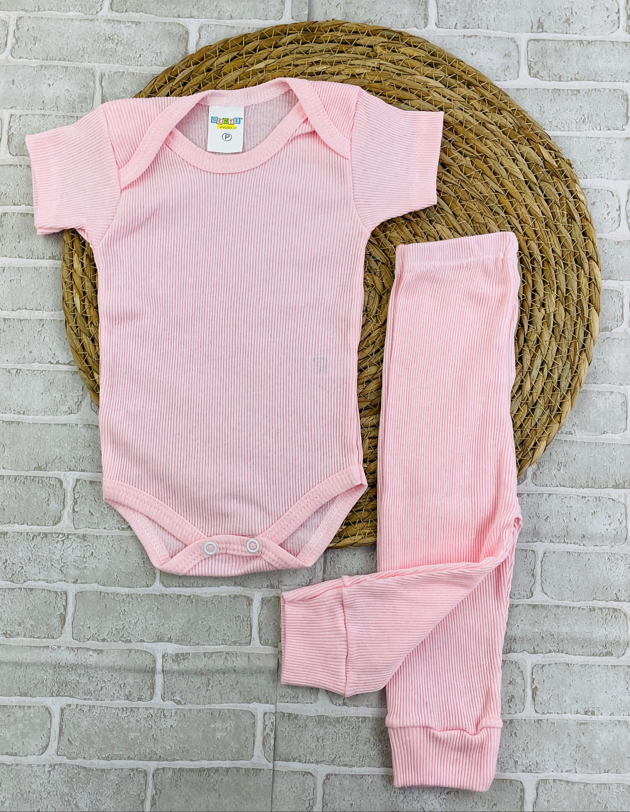Conjunto Manga Curta Ribana Rosa