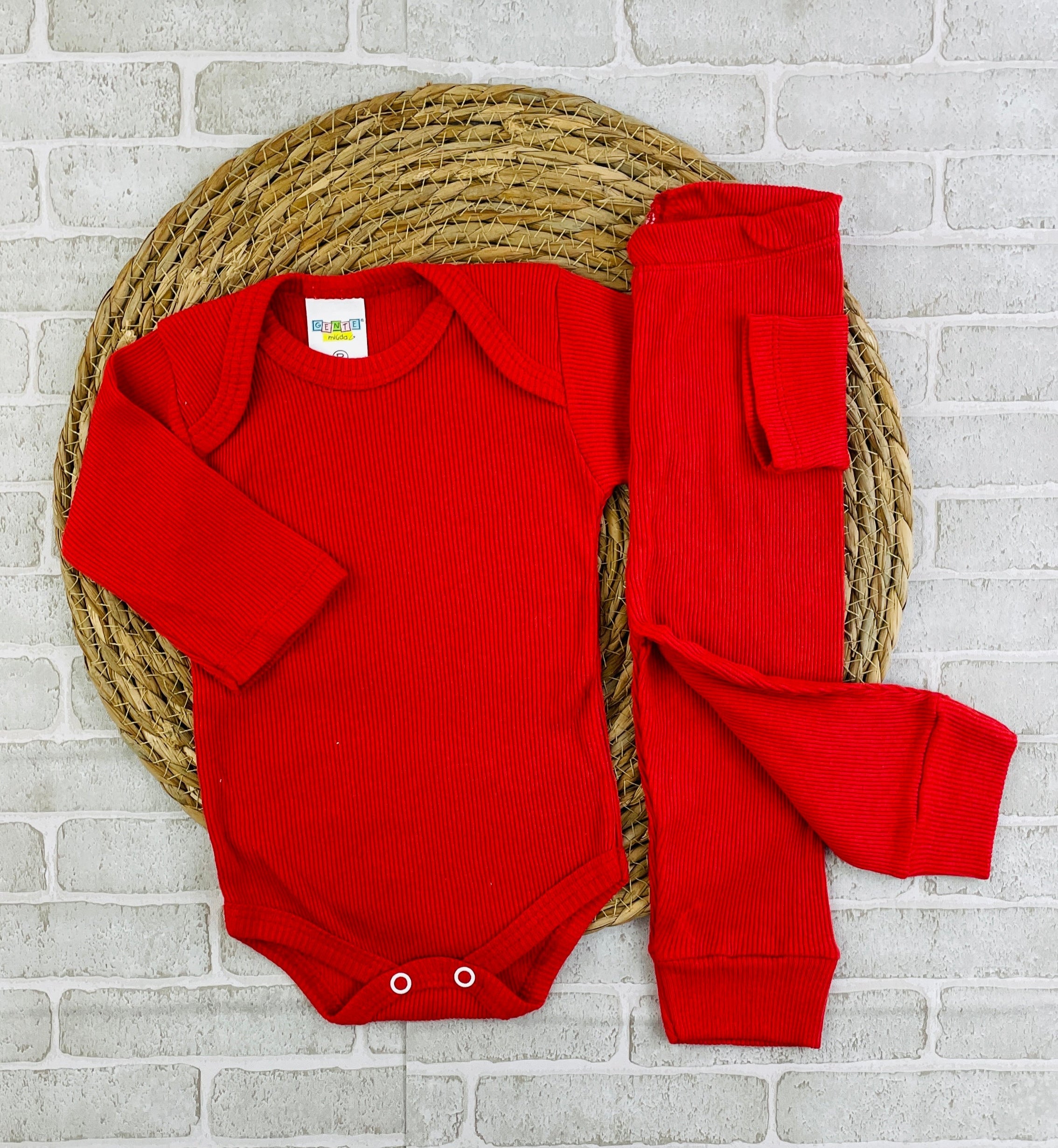Conjunto Manga Longa Ribana Vermelho
