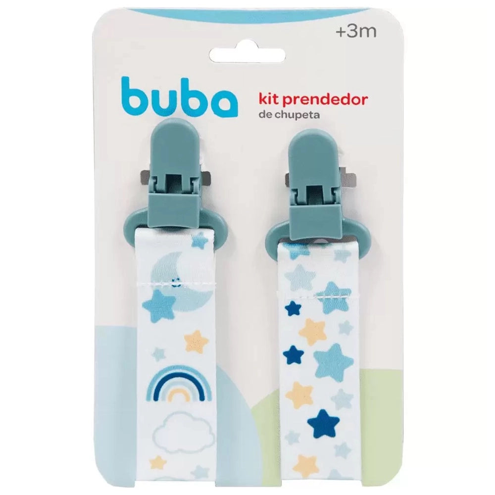 Kit Prendedor De Chupeta Buba Estrelas 2 Peças+3 M