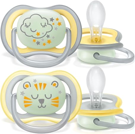 Kit Chupeta Avent Ultra Air Nighttime Decorada 18 M+ 2 Peças - Amarelo