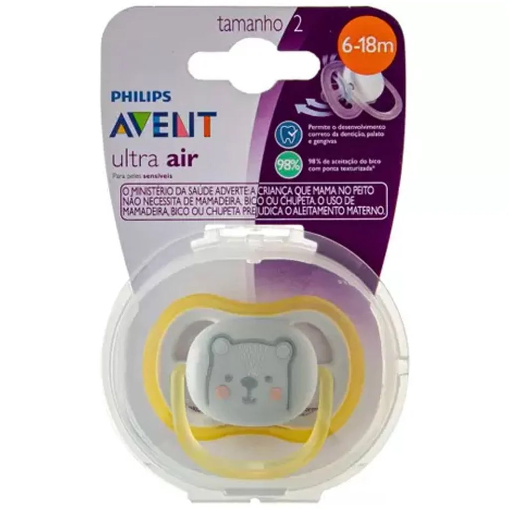 Chupeta Avent Ultra Air Urso 6-18 M - Amarelo