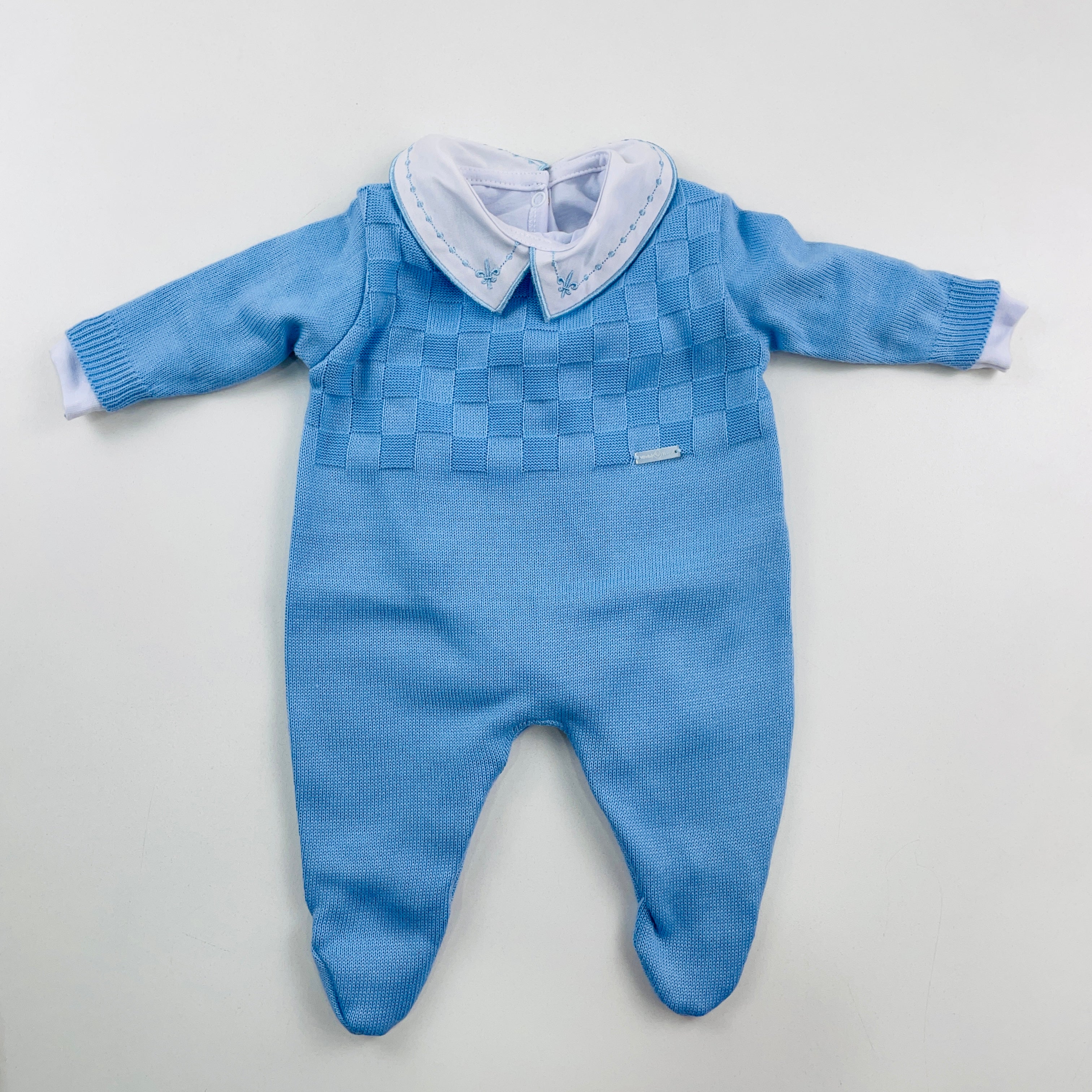 Saída De Maternidade Bebe Tricot Quadriculada 3 Peças