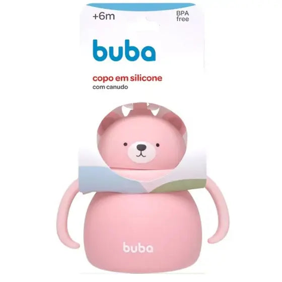 Copo Buba Em Silicone Ursinho Com Canudo +6M