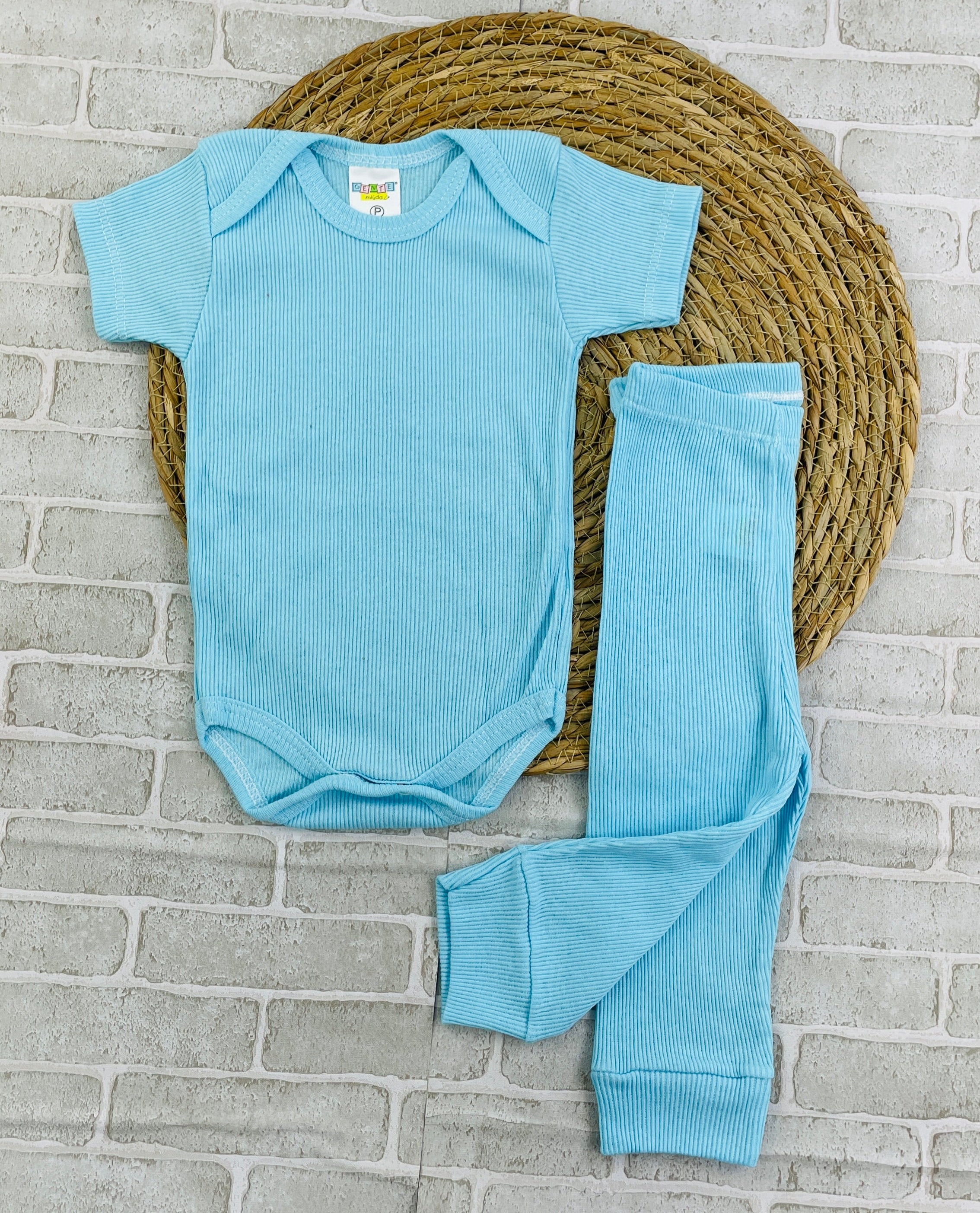 Conjunto Manga Curta Ribana Azul