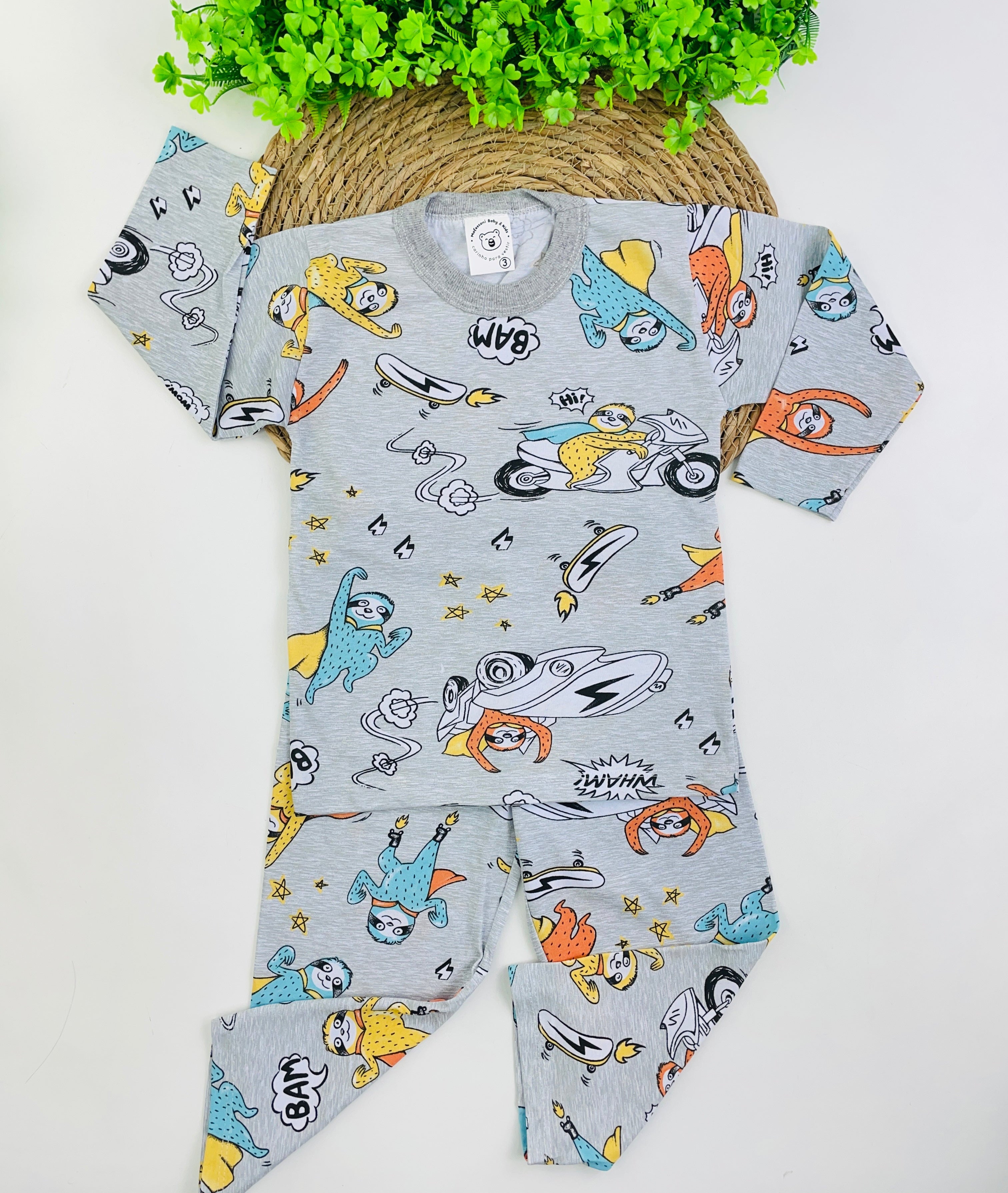 Pijama Manga Longa Mafessoni Super Preguiça