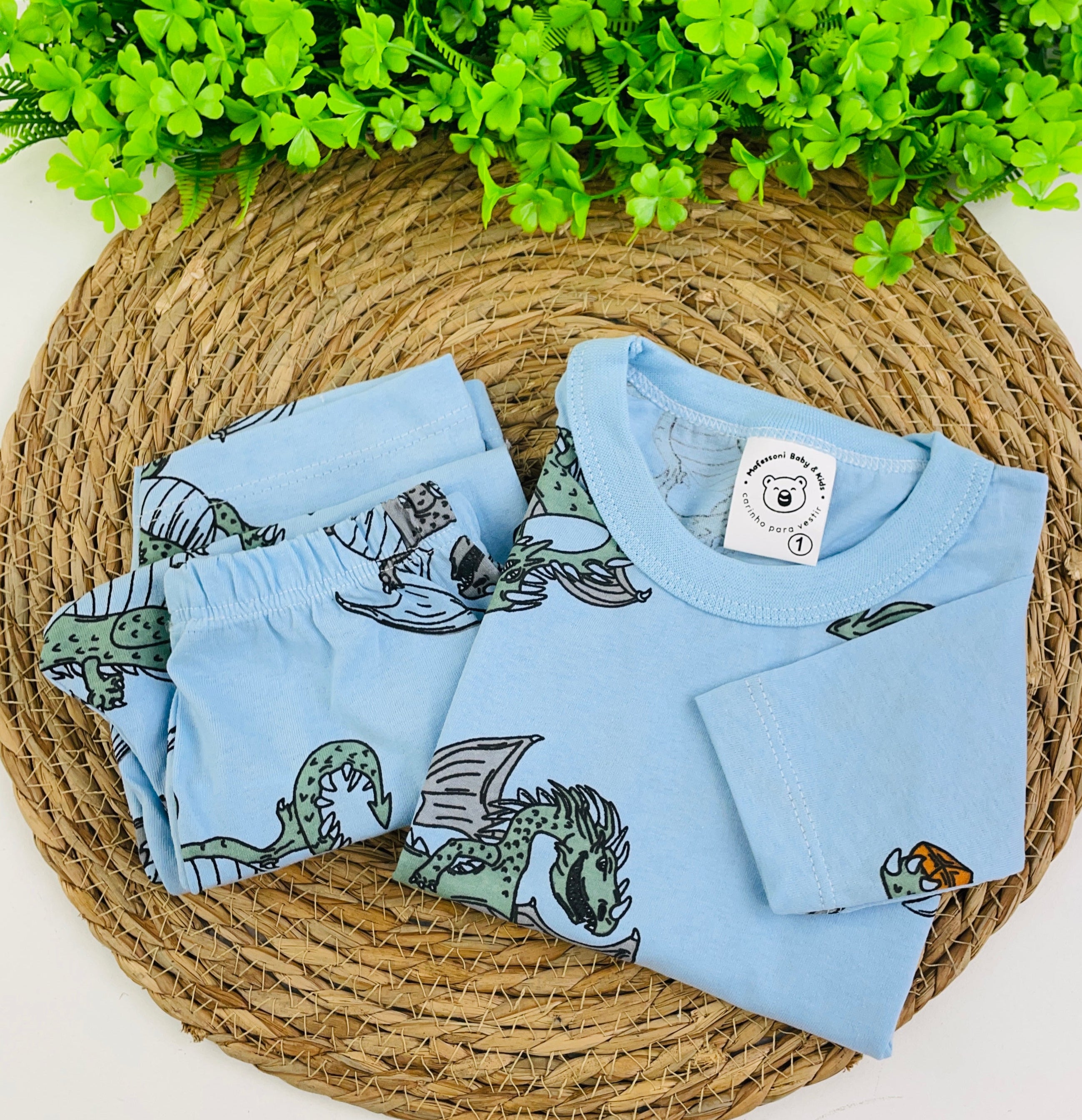 Pijama Manga Longa Mafessoni Dragão