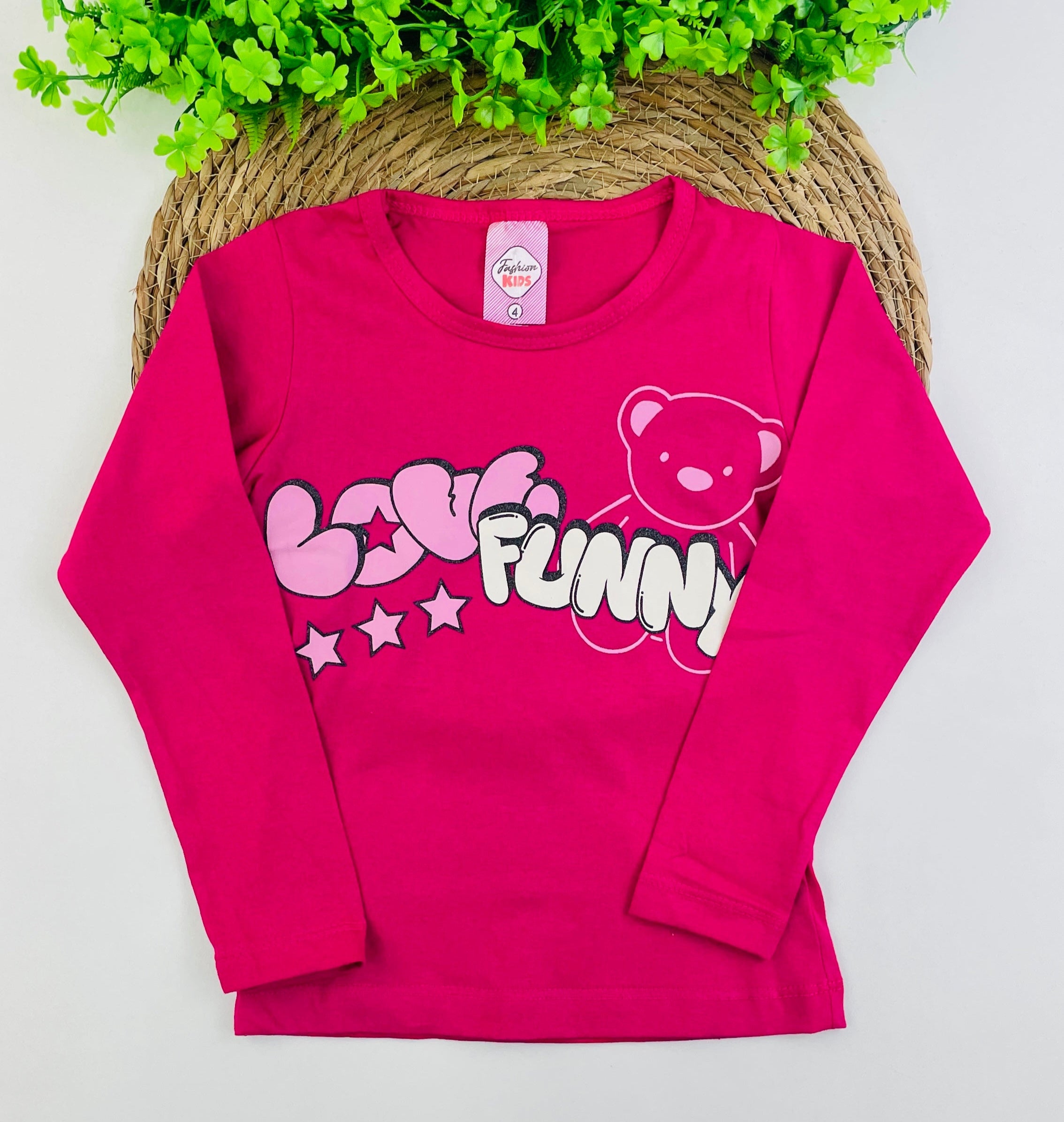 Blusa Manga Longa Fashion Kids Love Funy