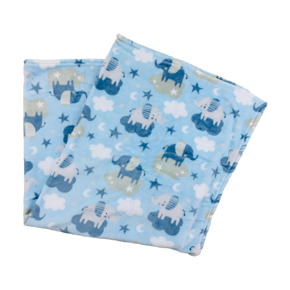Cobertor Carinhas Flannel Elefante E Nuvem 1,10X90cm